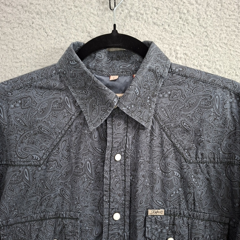 Rafter C Cowboy Mens Black Paisley Pearl Snap Western Shirt L RC-1541304